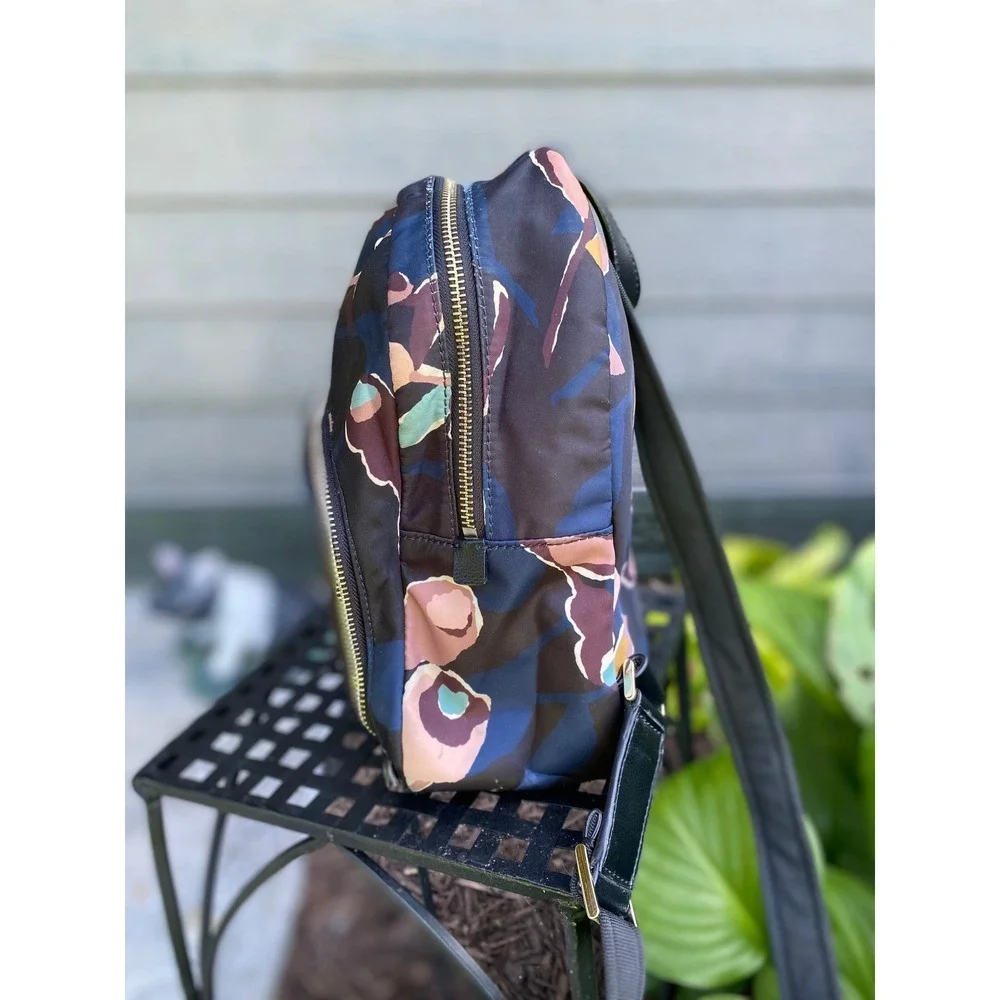 Kate Spade Dawn Paper Rose Backpack Navy Floral Nylon Travel School Bag Stylish